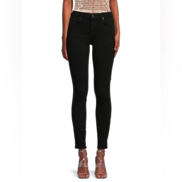 7 for all mankind black mid-rise skinny ankle jeans Size 26 - Picture 1 of 11